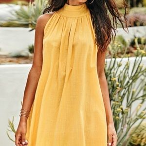 Yellow High neck dress !